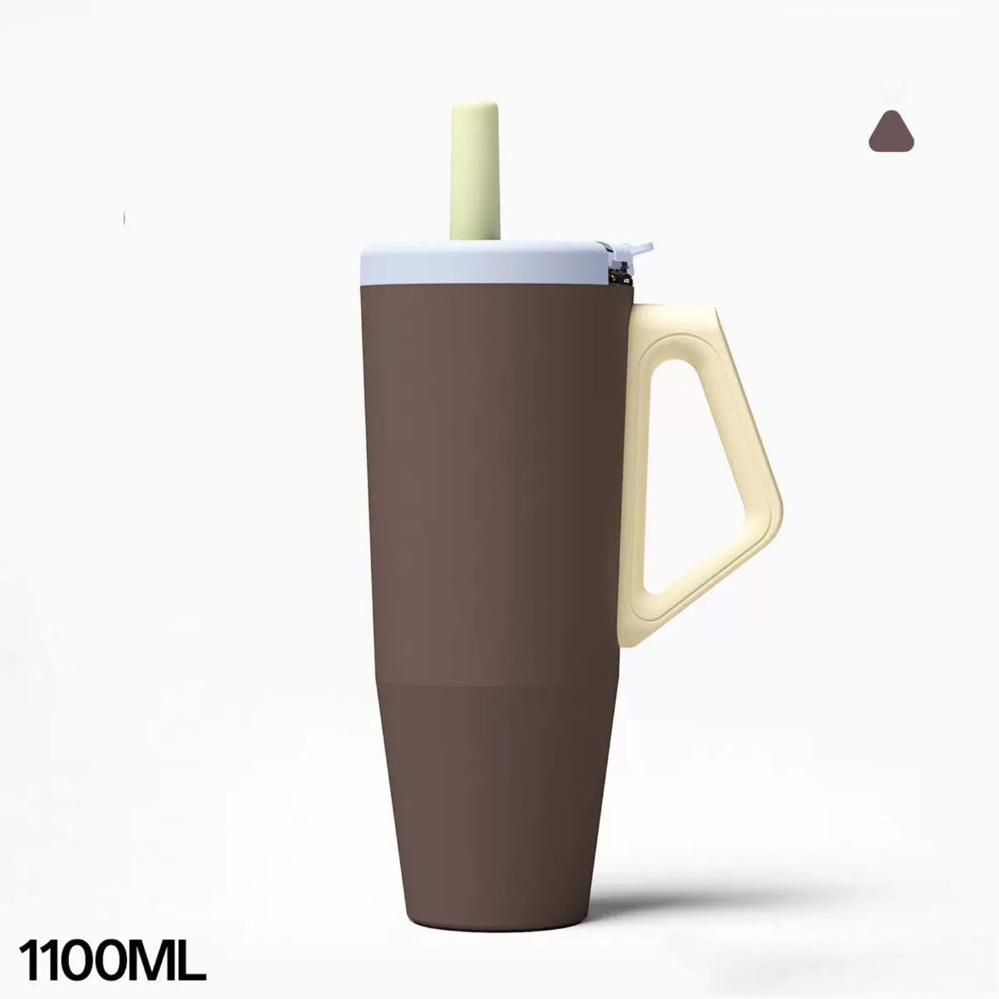 Insulated Stainless Steel Cup with Handle and Straw - 1100ml Multiple Colors
