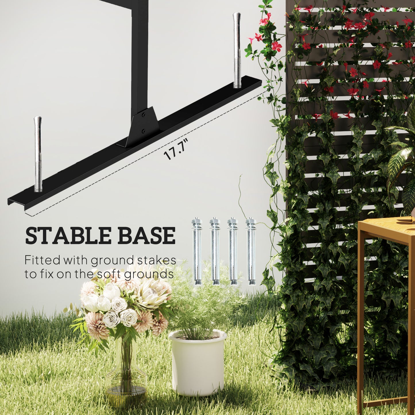 Outdoor Privacy Screen with Trellis, 78" H x 48" W, Black