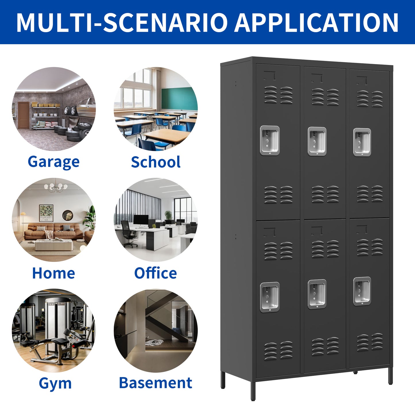 6 Door 72 H Metal Lockers With Lock For Employees,Storage Locker