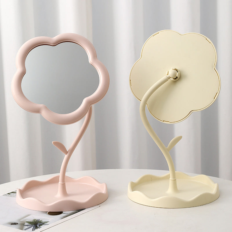 Desktop Makeup Mirror with Sunflower Design - Minimalist Korean Style