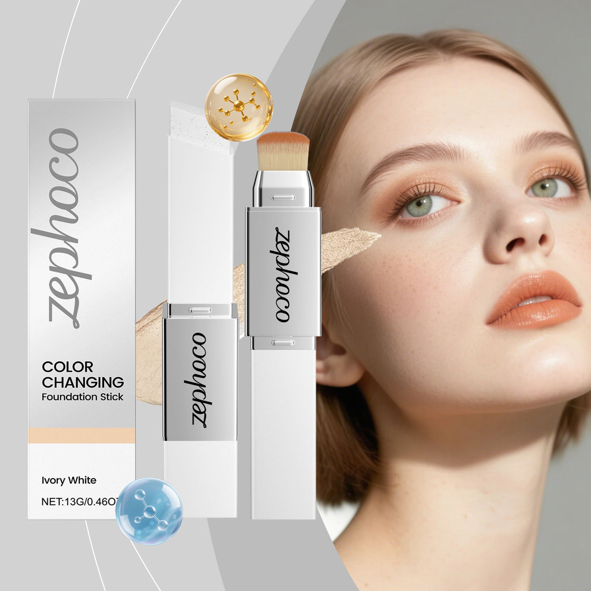 Two In One Color Changing Foundation Make-up Stick -ivory White -13g