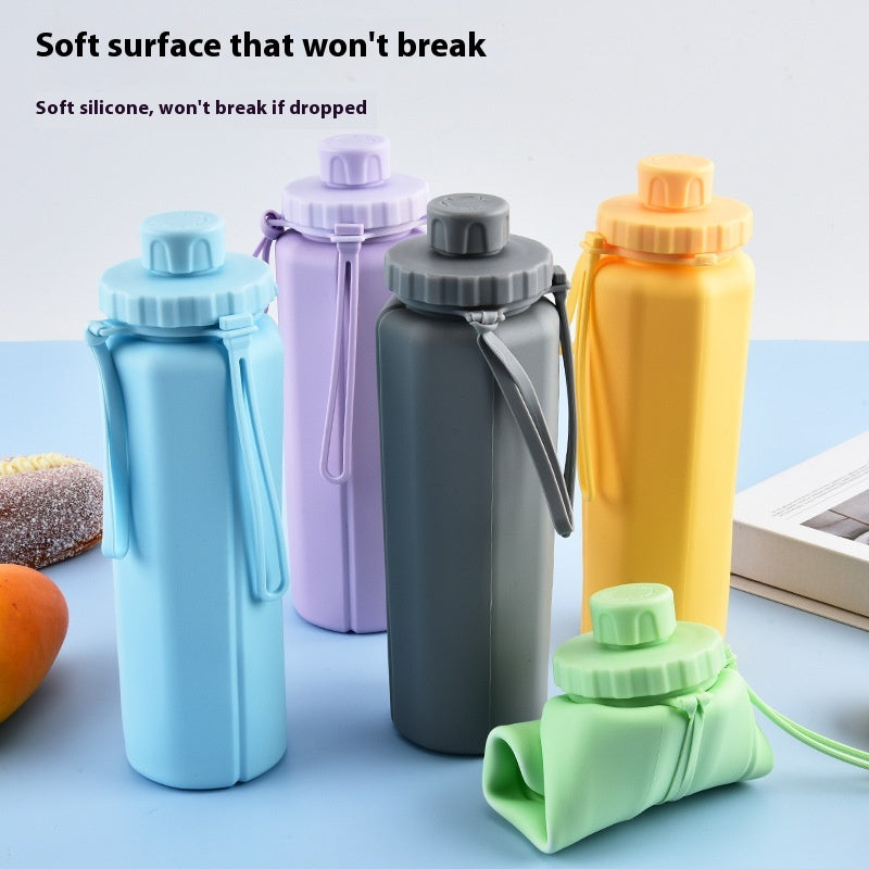 Silicone Folding Water Bottle 600ml for Outdoor Sports and Travel