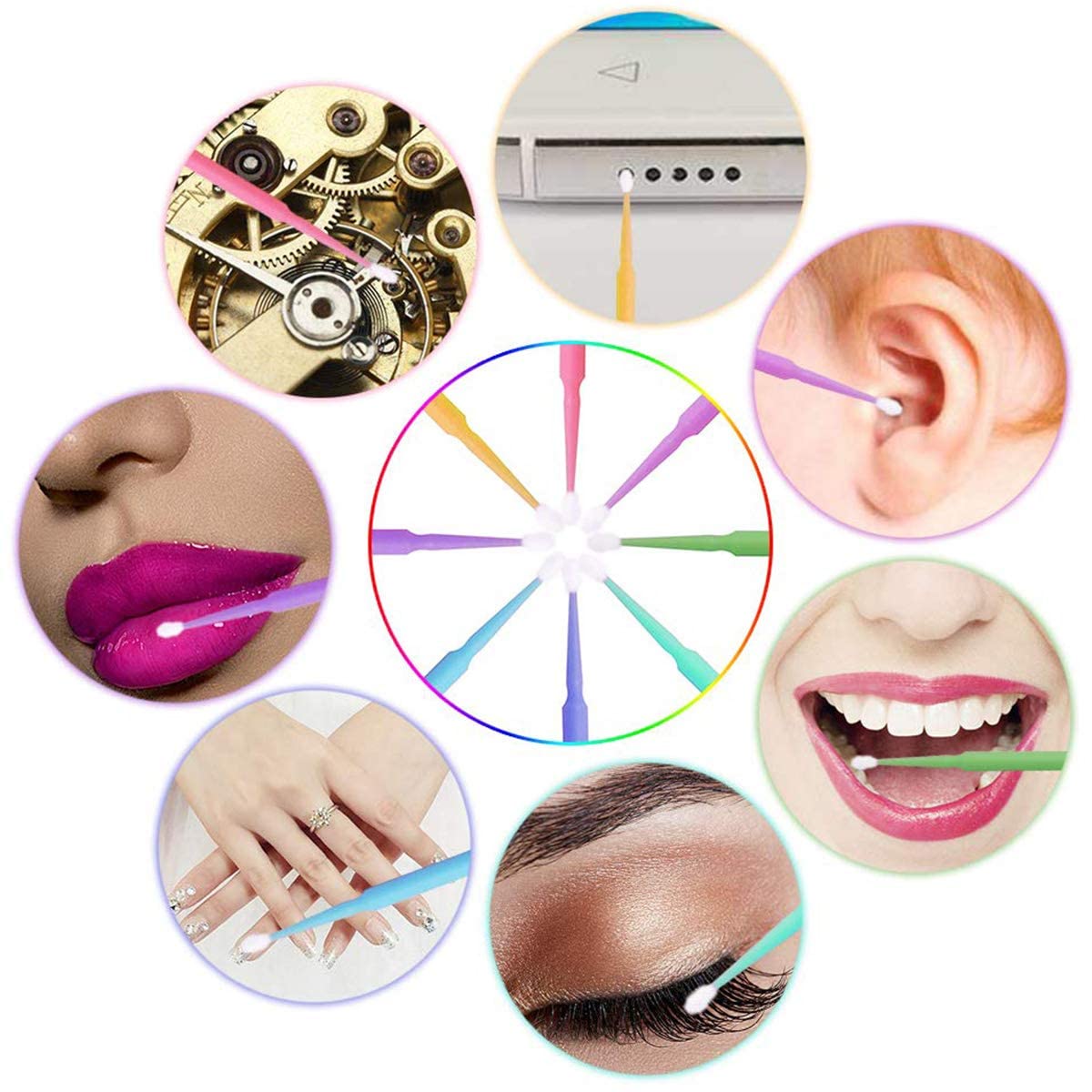 Disposable Micro Applicator Brushes for Eyelash Extensions & Makeup - Multicolor 200-500 pcs