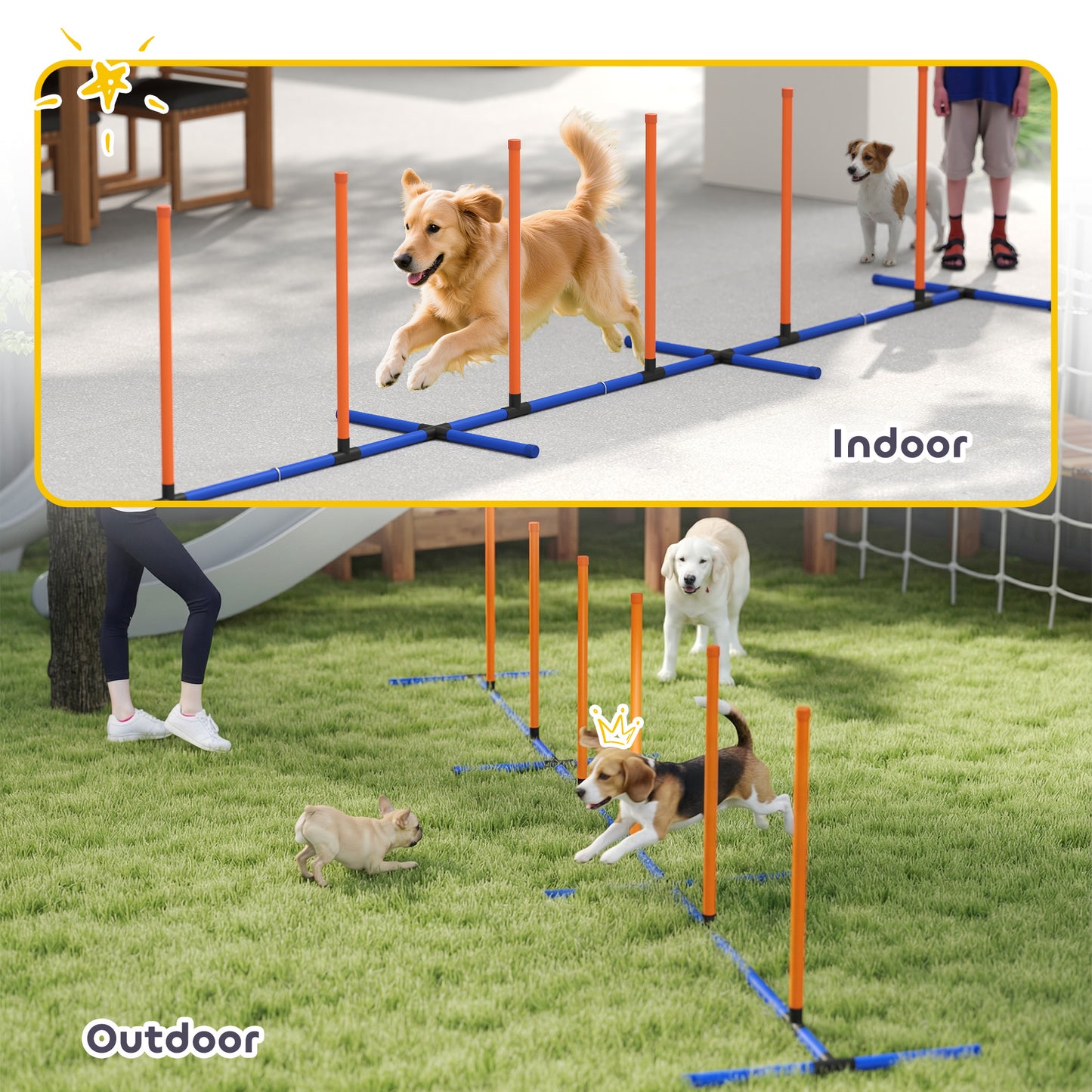 Dog Agility Training Poles - Adjustable, Portable Course Equipment with Carry Bag