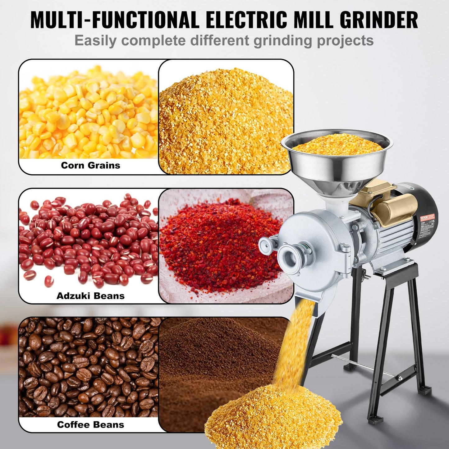 3000W Electric Grain & Flour Grinder Wet & Dry Cereal Mill - Black