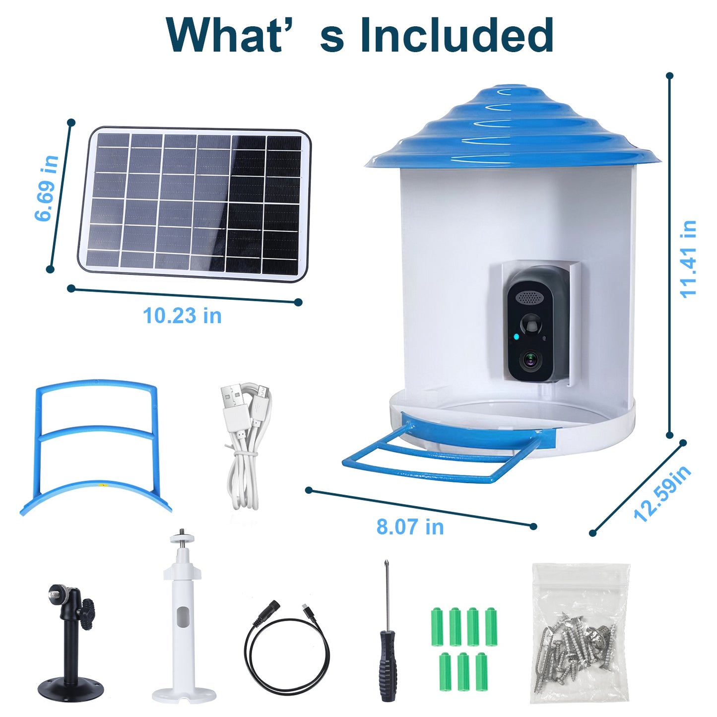 Wireless Bird Feeder with HD Camera Solar Power Night Vision App Control