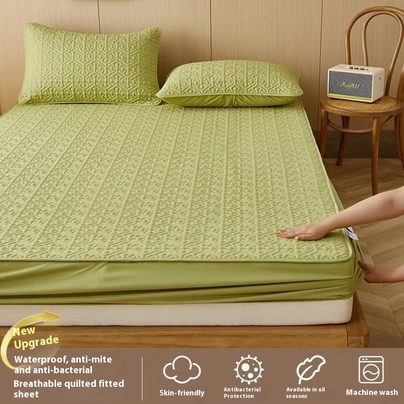 Quilted Fitted Bed Sheet with Antibacterial Fiber - Thick & Durable, 100x200cm