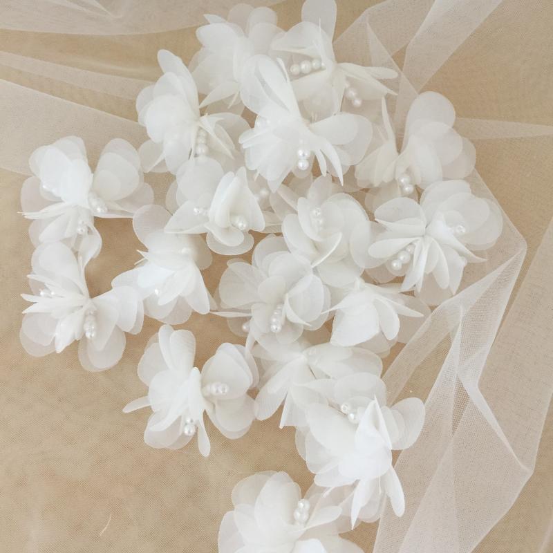 Handmade Beaded Pearl Lace Flower Accessory for Wedding Dress