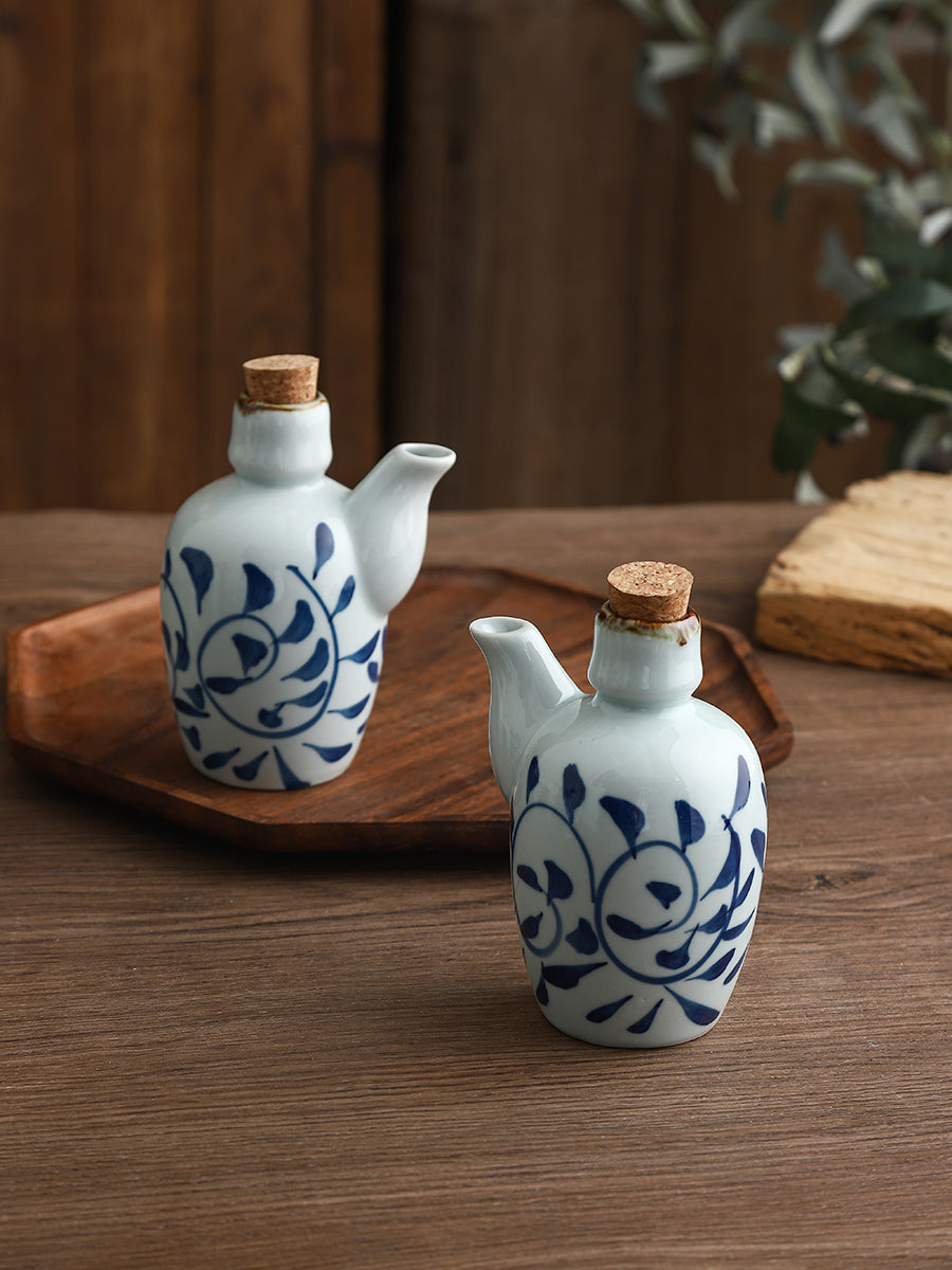 Ceramic Soy Sauce Bottle Set - Retro Chinese Style, 200mL Capacity, Multiple Quantities