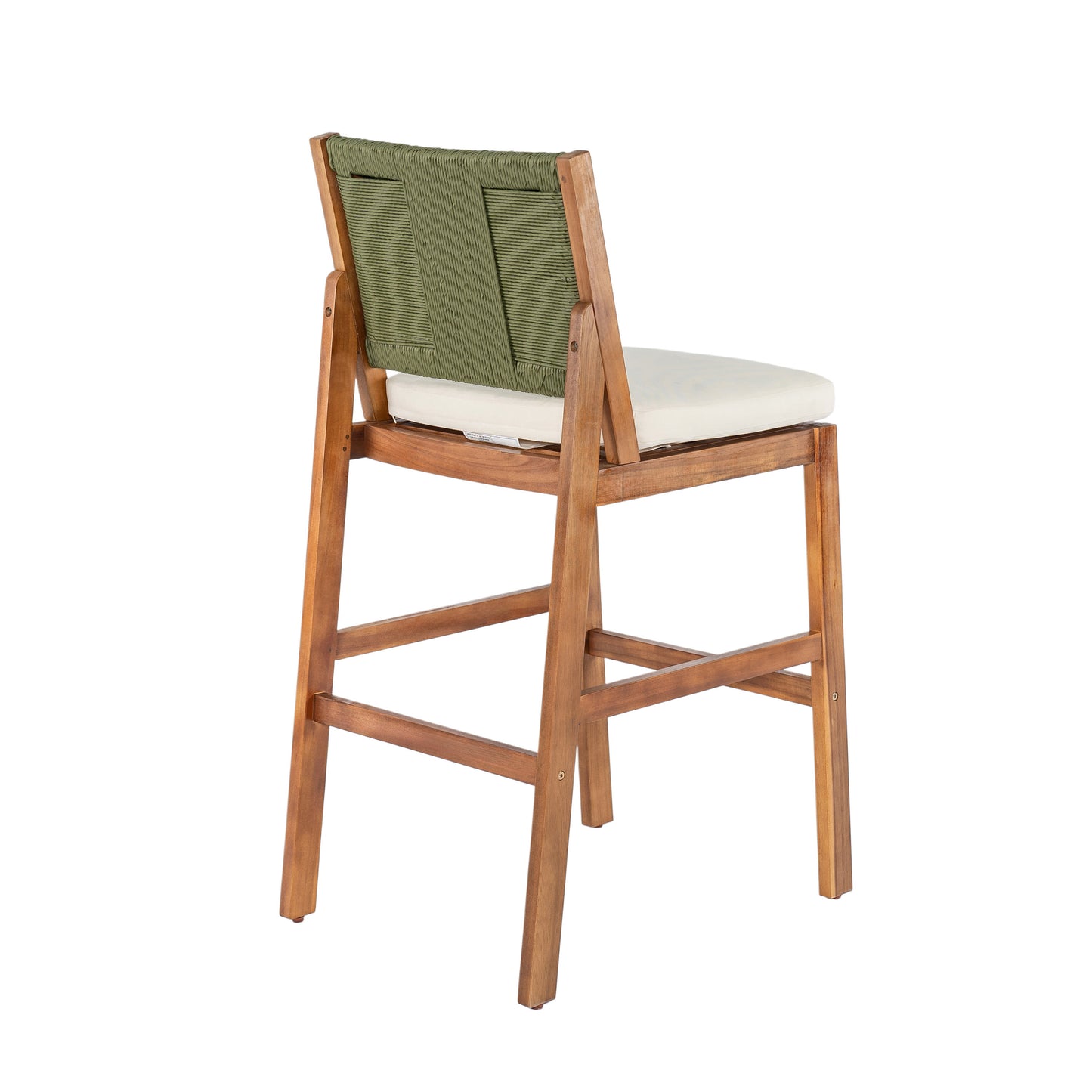 4-Piece Outdoor Bar Stool Set - Solid Acacia Wood & Wicker