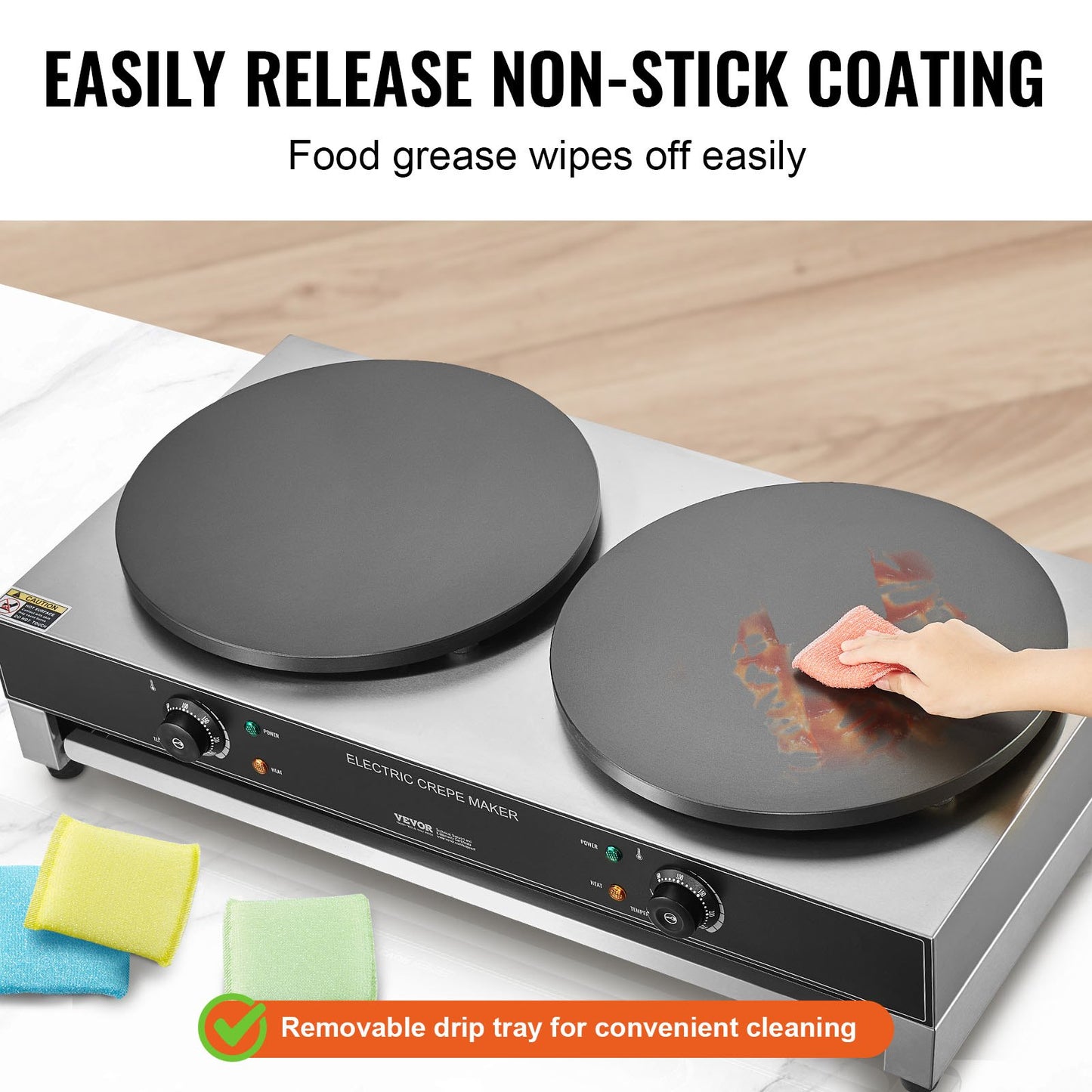 16-Inch Electric Crepe Maker Commercial Double Head 3400W Kitchen Appliance