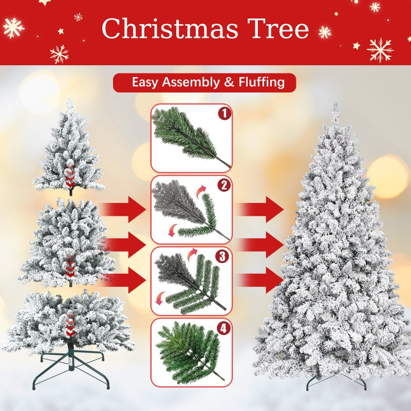 Flocked PVC Christmas Tree with Pine Cones - Multiple Heights
