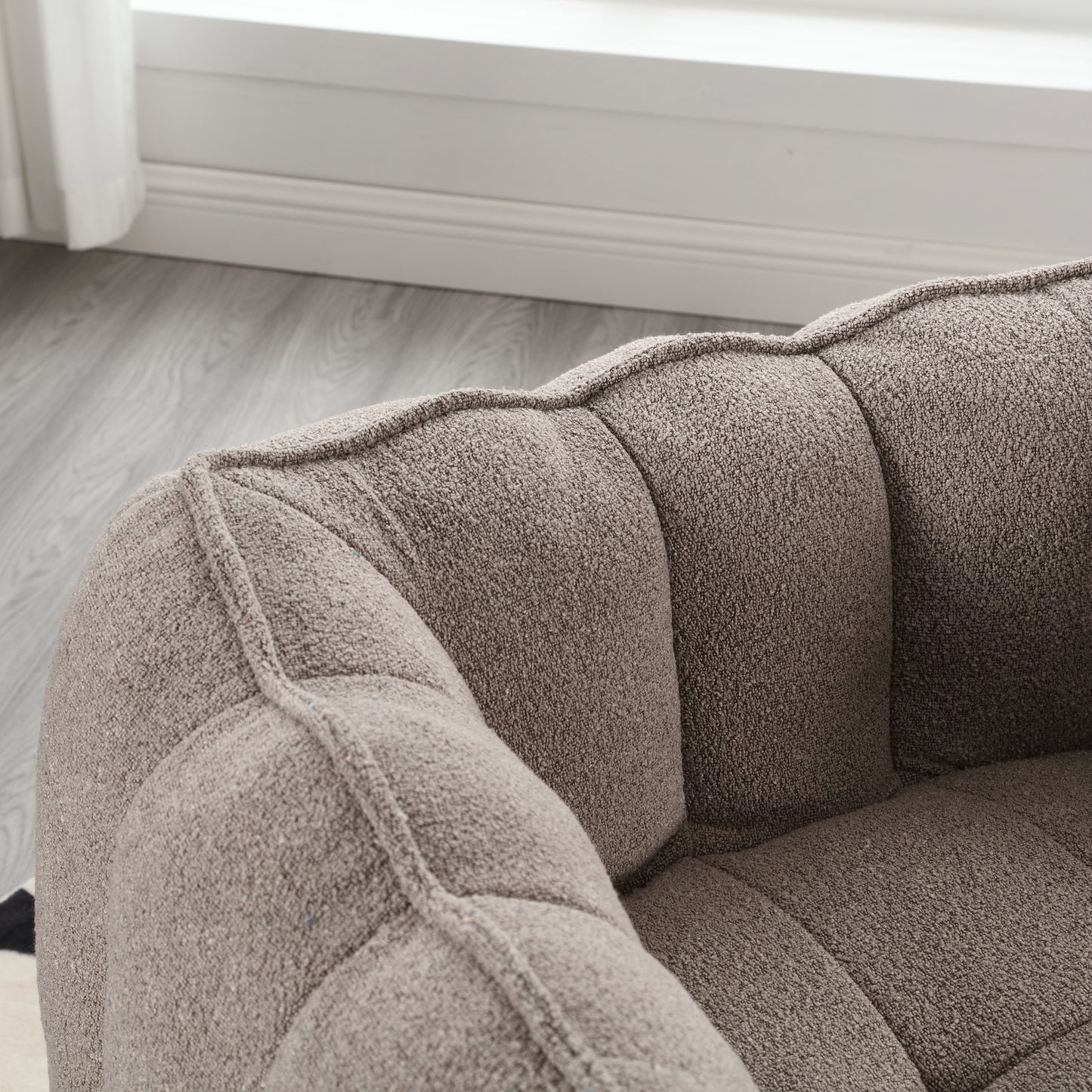 Coffee Soft Bean Bag Chair with Foam Filling - Comfortable Lazy Sofa