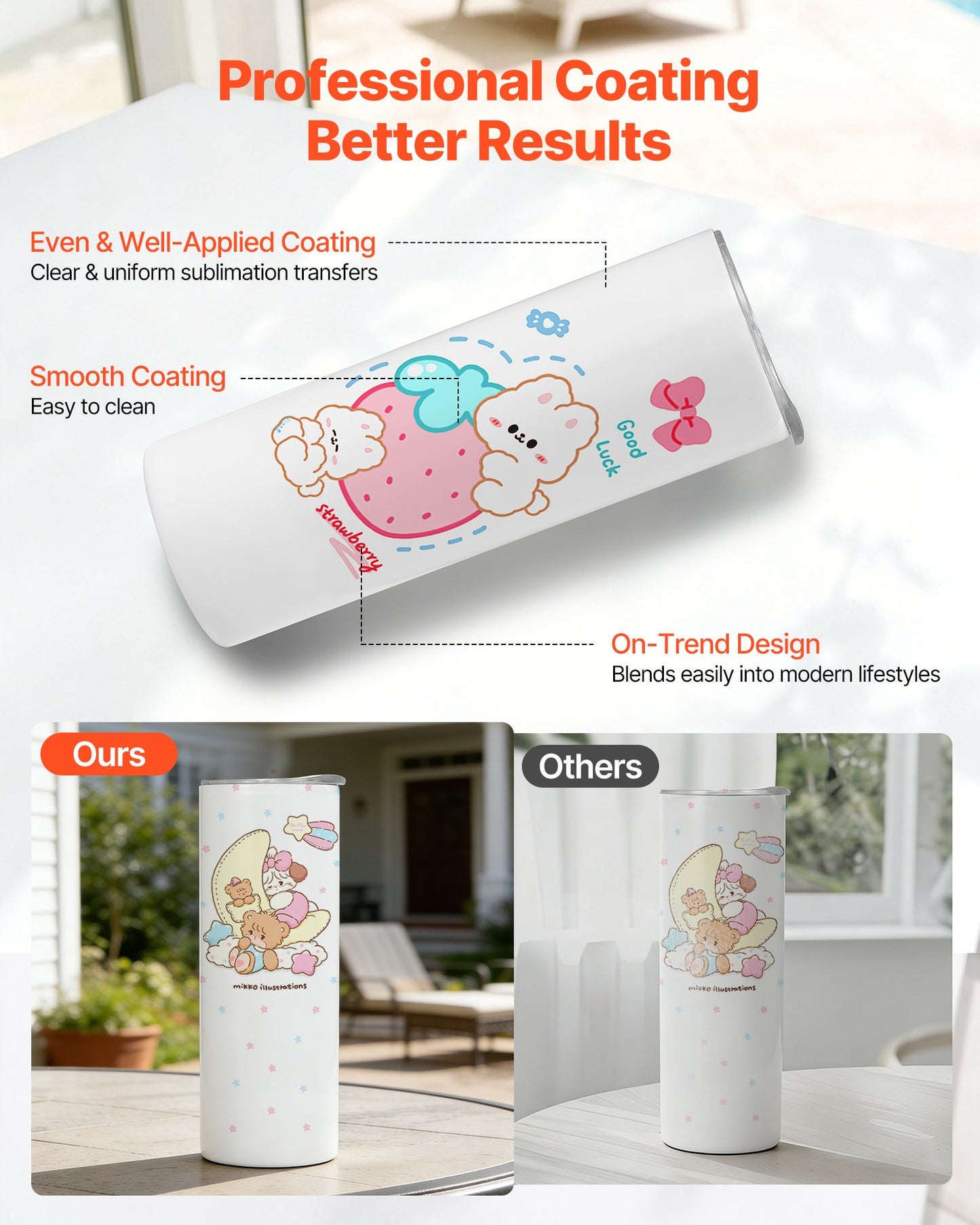 20 Oz Stainless Steel Sublimation Tumblers 4 Pack - Insulated Skinny Cups with Lids & Straws