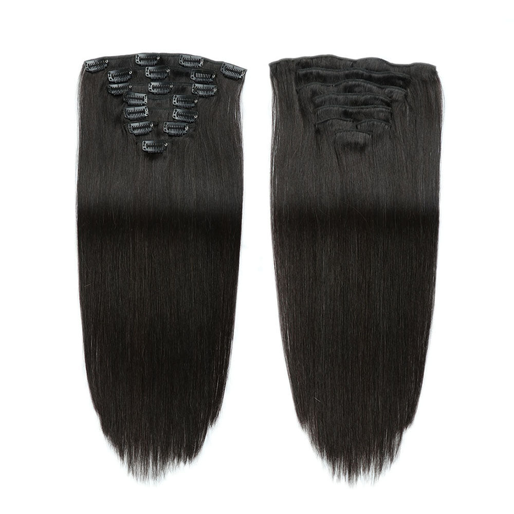 Clip-in Human Hair Extensions 14 Inches 70g Seven-Piece Set for All Hair Types