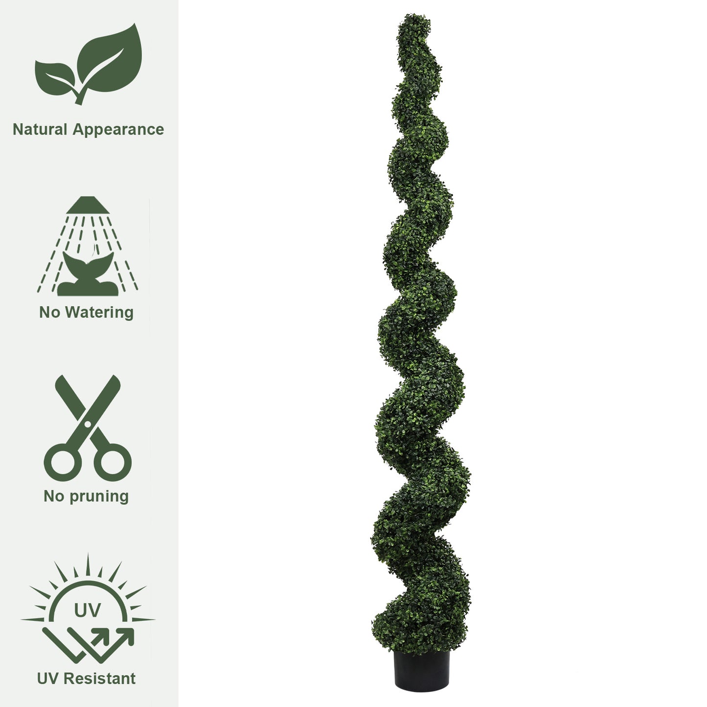 7FT Artificial Spiral Topiary Tree - Green Potted Plant