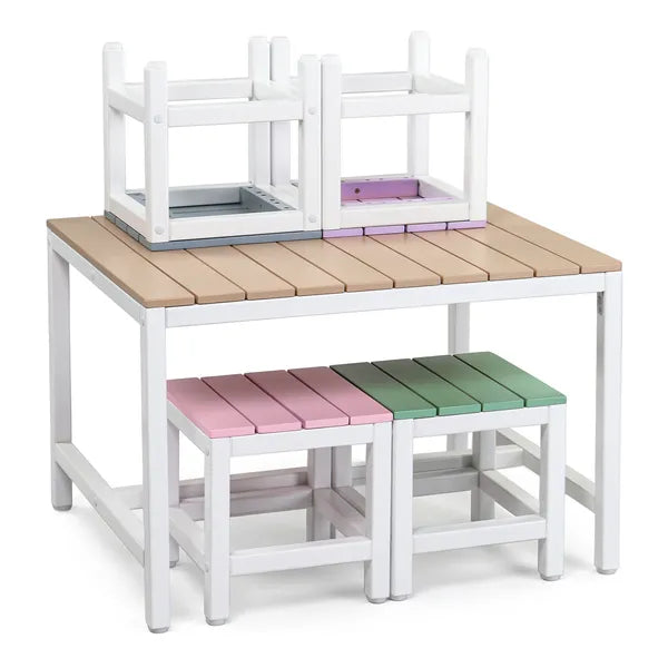 5-Piece Kids' Patio Table and Chair Set - Multicolor Poplar Wood