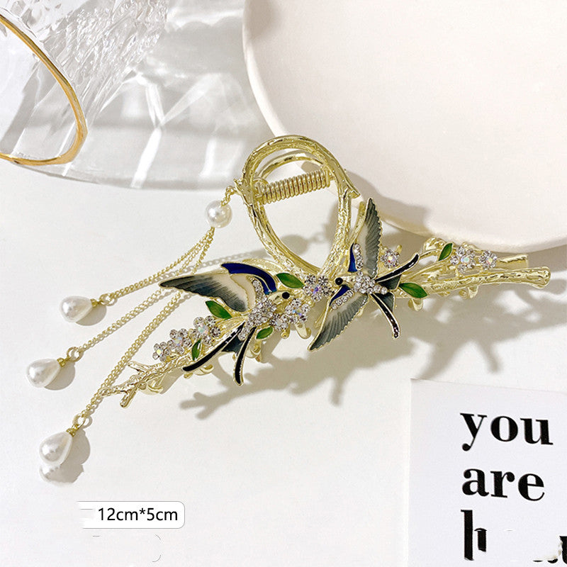 Rhinestone Swallow Tassel Hairpin Clip