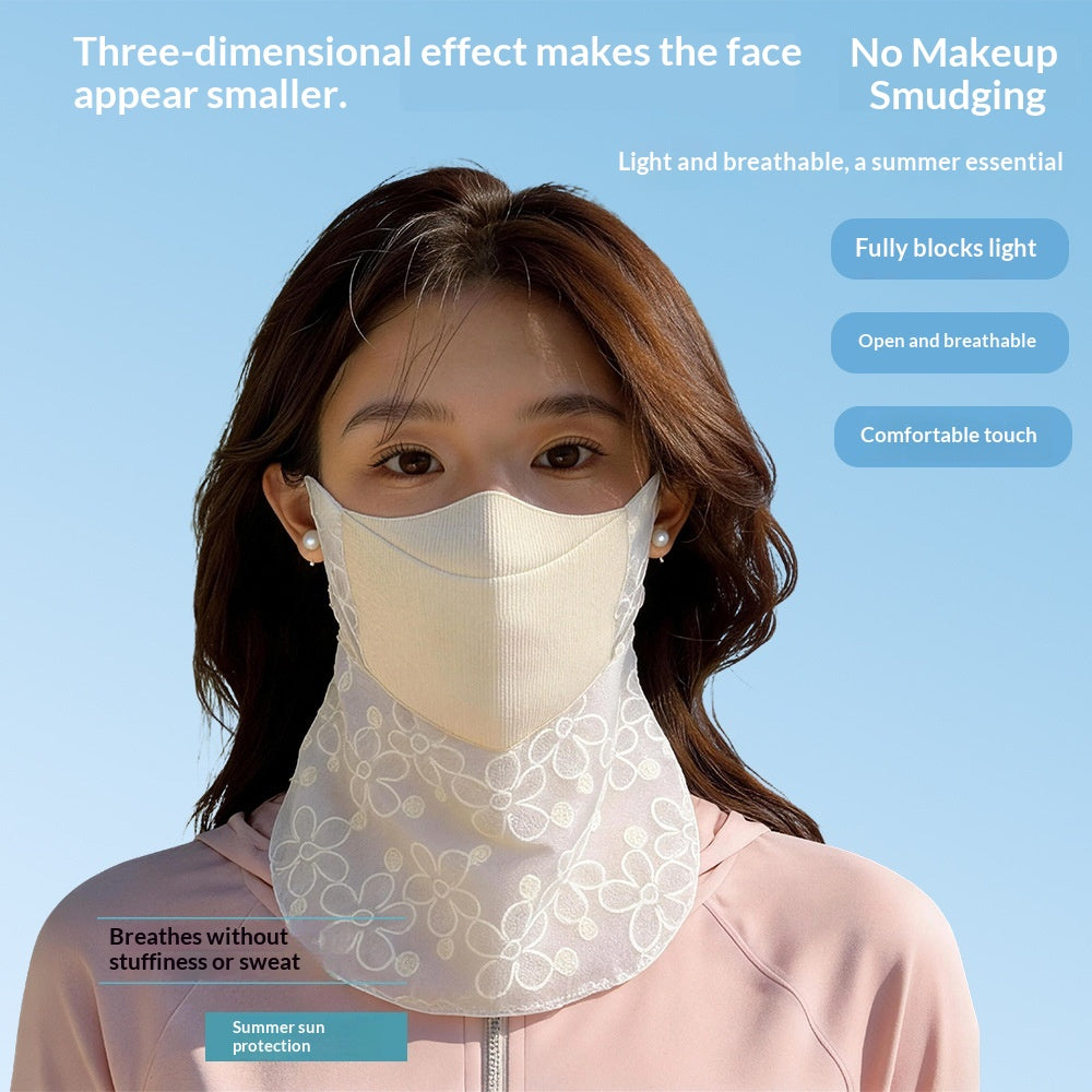 Women's Sun-Protective Face Mask – Sequin Lace UV Shield