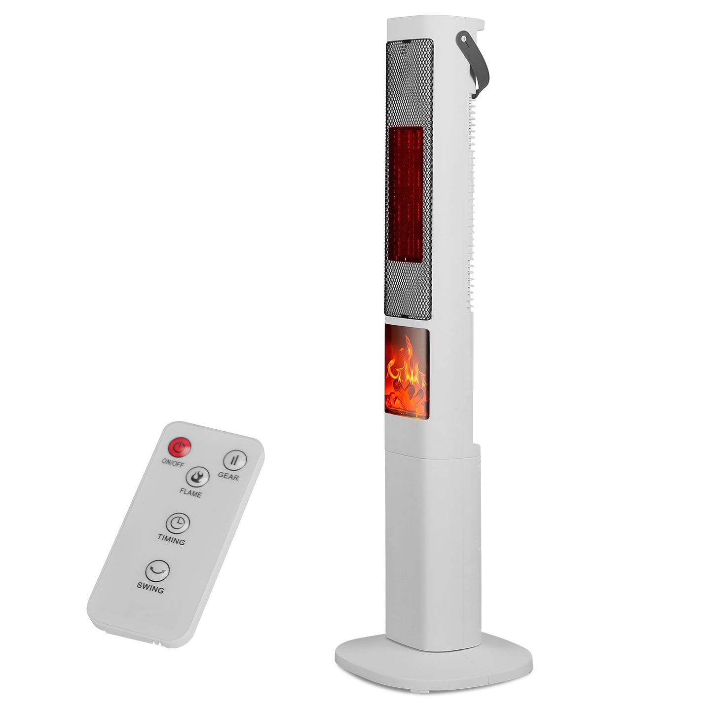 1500W Oscillating Space Heater with 3D Flame Effect, Remote & Timer