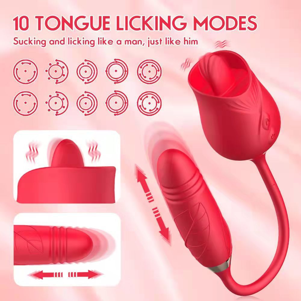Double-Headed Tongue Vibrator with Retractable Design - Female Pleasure Toy