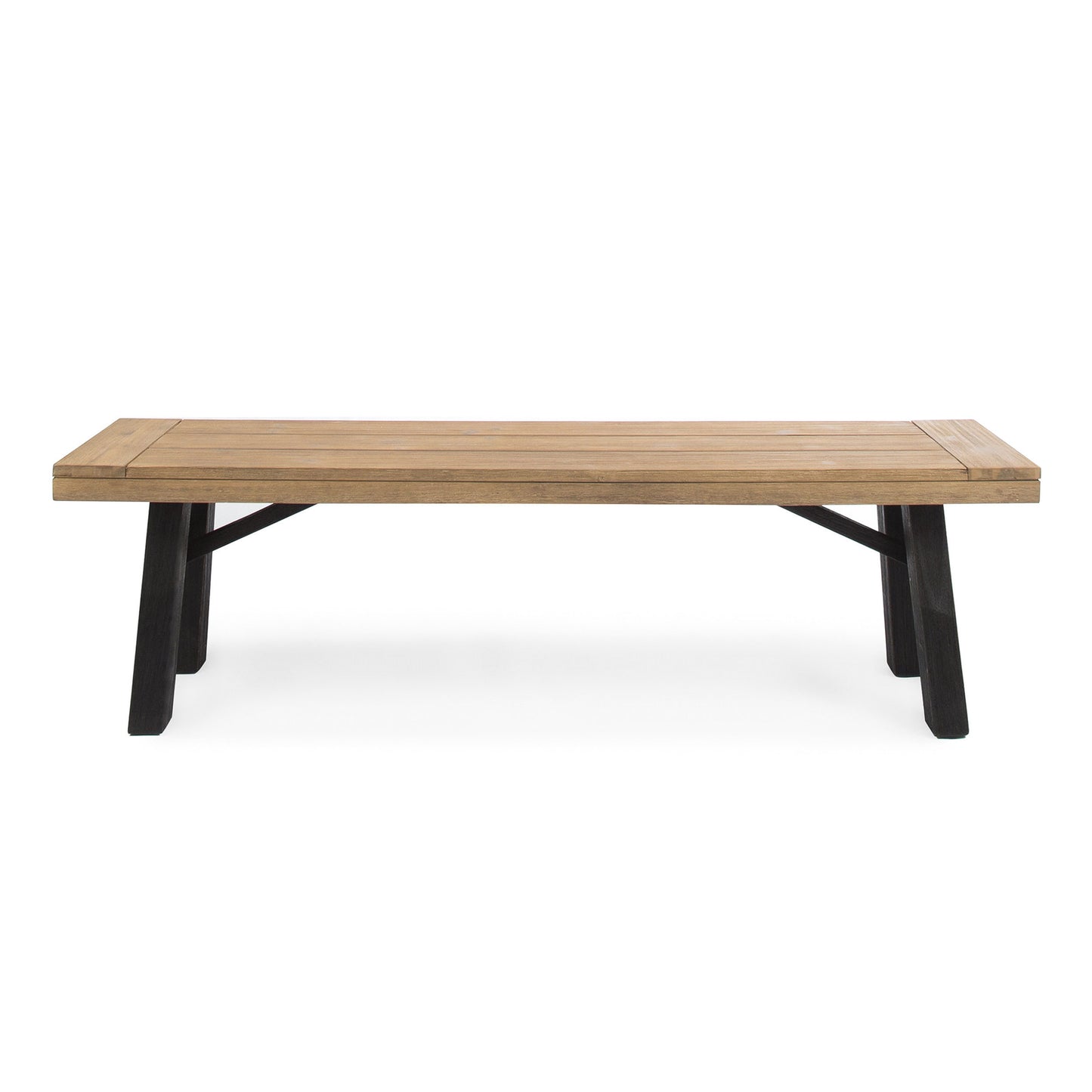 Outdoor Bench with Slat Panel Design - Grey Acacia Wood Frame