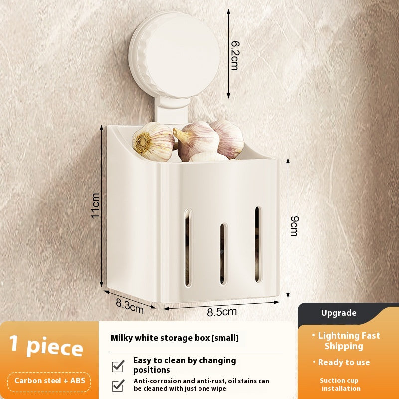 Wall-Mounted Onion, Ginger & Garlic Storage Rack with Suction Cups – Multi-Size & Color Options