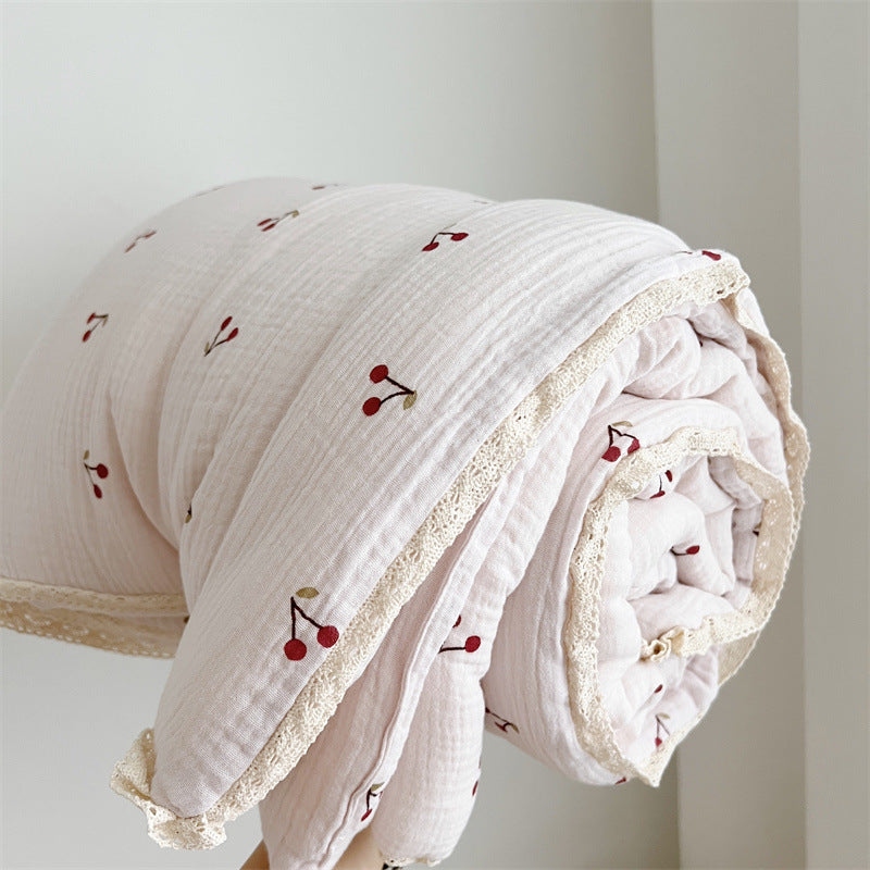 Sweet Floral Cotton Gauze Quilt Bedding Set with Pillowcase Options