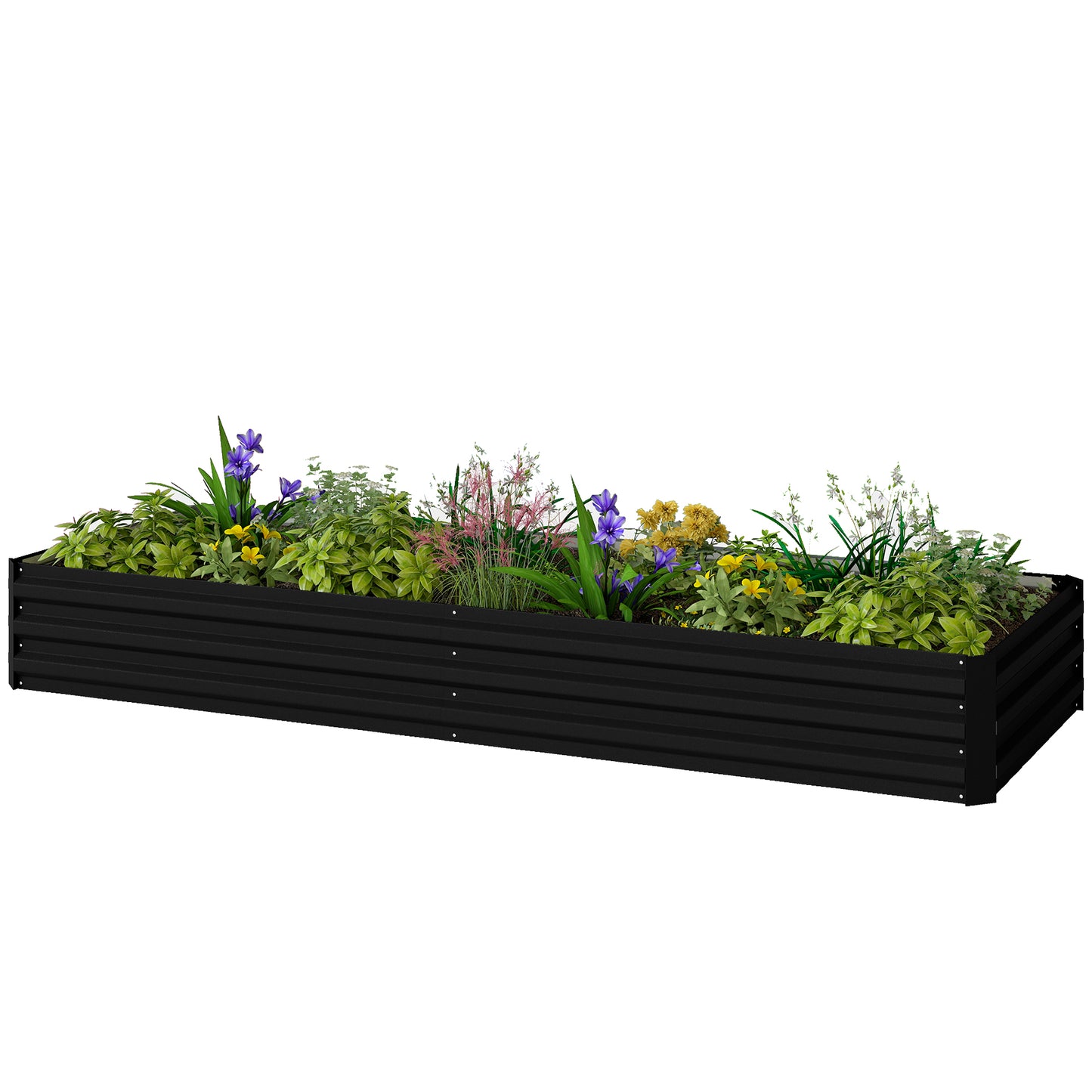 Galvanized Raised Garden Bed 95x36x12 Inches for Flowers Herbs Vegetables Black
