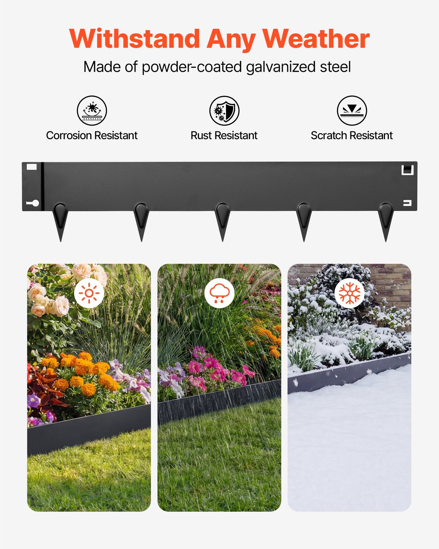 Heavy Duty Galvanized Steel Garden Edging 6-Pack - Easy Install Landscape Border for Flower Beds & Pathways