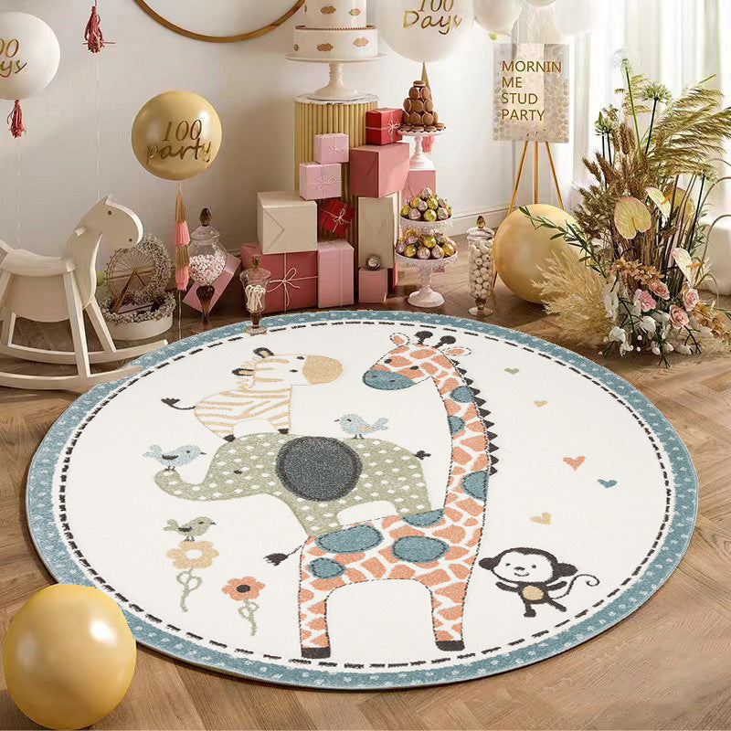 Cute Round Carpet Floor Mat for Bedroom & Living Room - Thickened Soft Cushion
