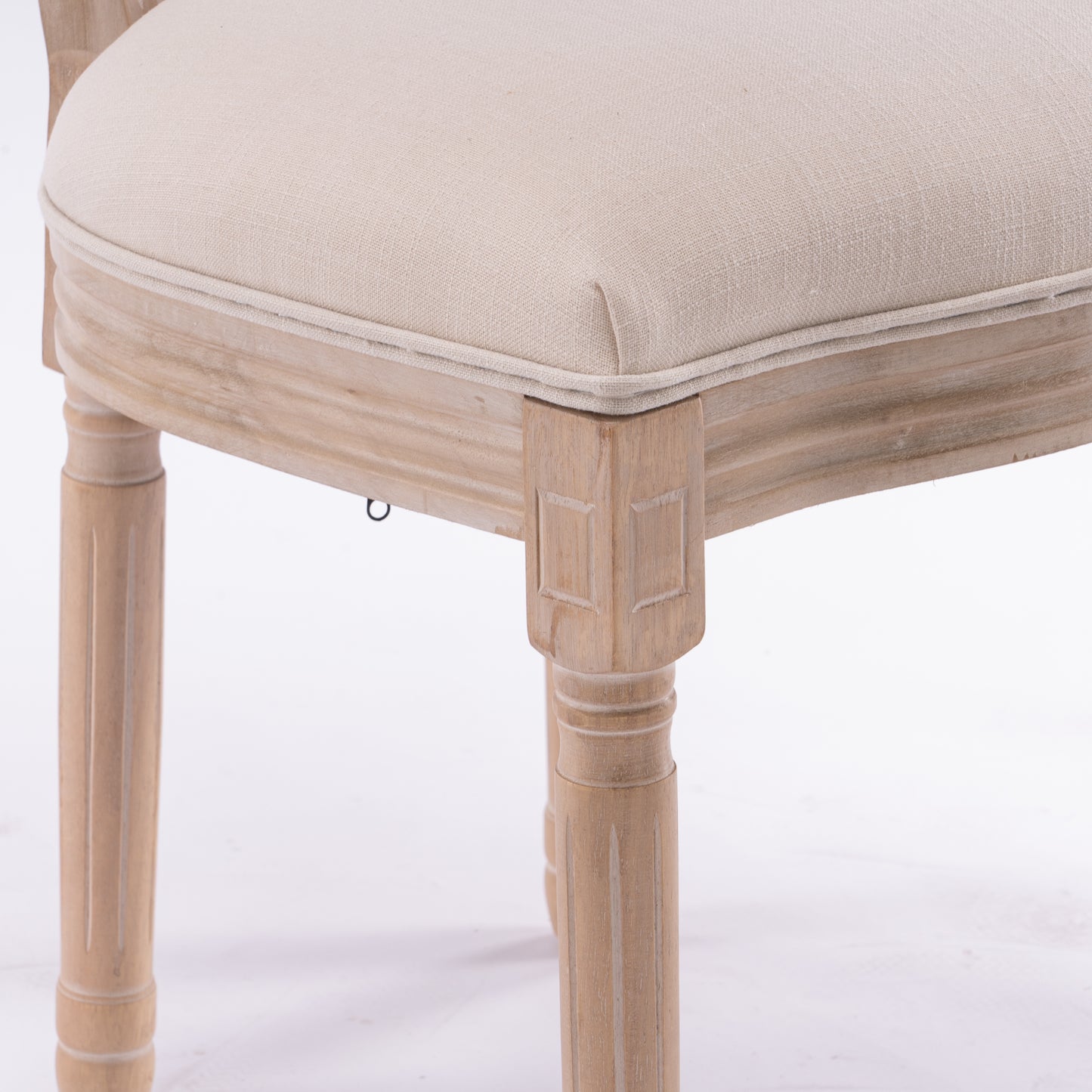 Beige French Style Solid Wood Frame Oval Back Dining Chairs - Set of 2