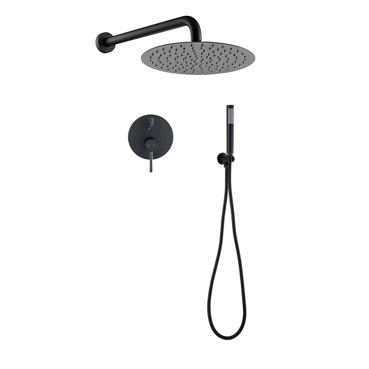 10" Matte Black Round Rain Shower Head & Handheld Set