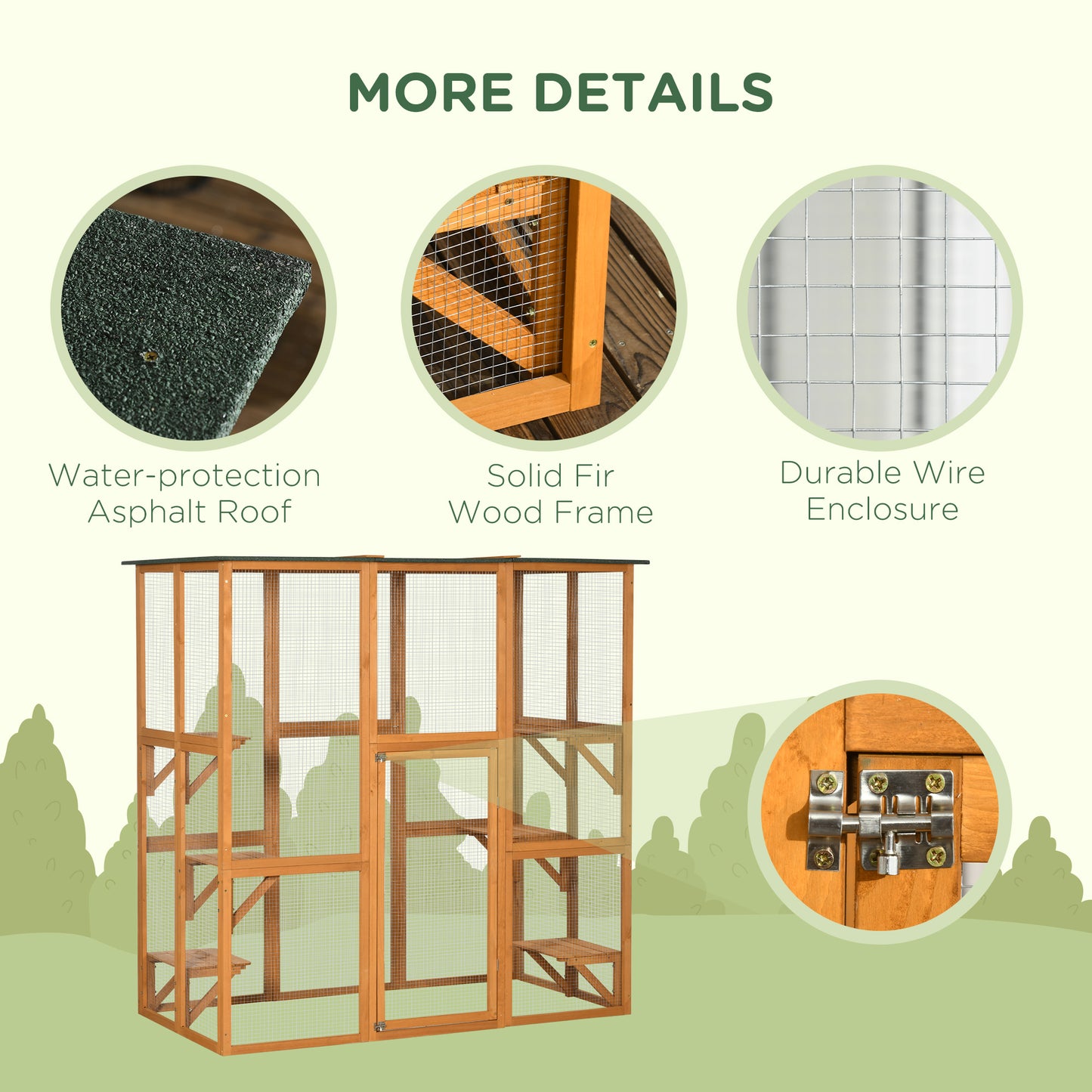 Outdoor Wooden Cat House with Large Interior, 6 Ledges & Weatherproof Roof