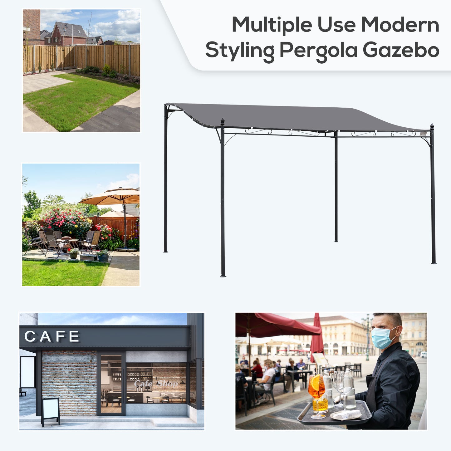 10' x 13' Outdoor Pergola Gazebo with Weather-Resistant Canopy