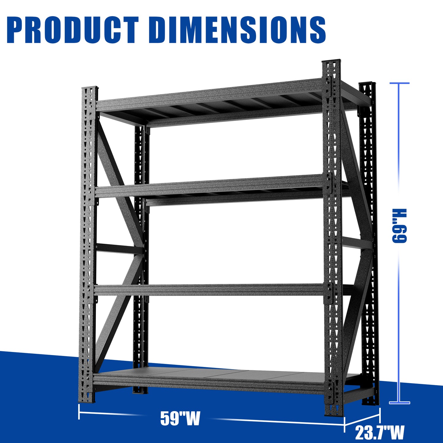 Heavy Duty Metal Adjustable Garage Shelves, 4000LBS Storage Rack 69 H