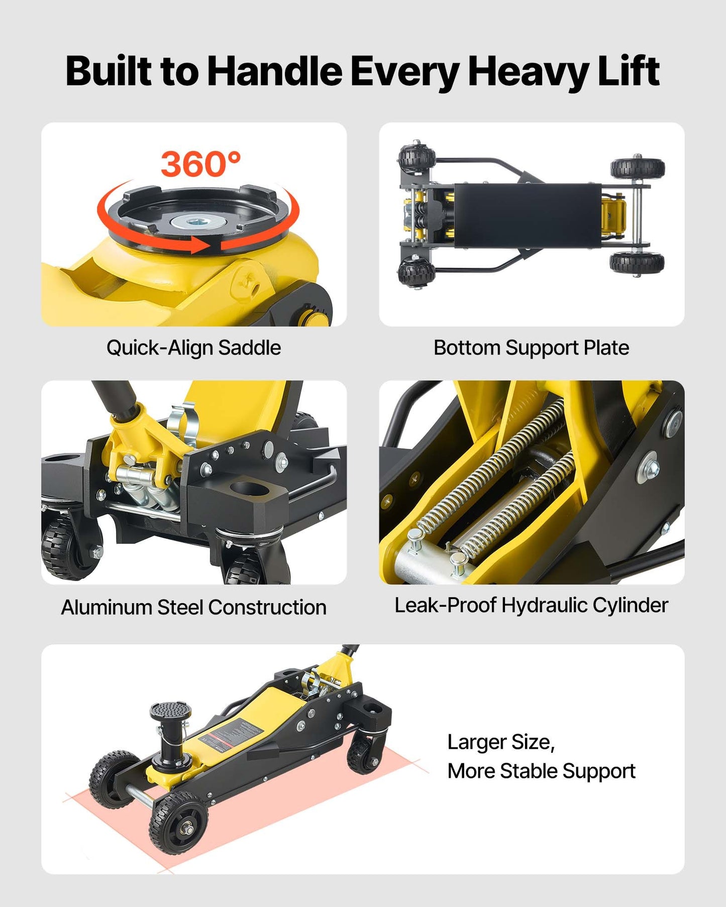 3 Ton Hydraulic Floor Jack with Dual Pistons and Quick Lift - Aluminum & Steel
