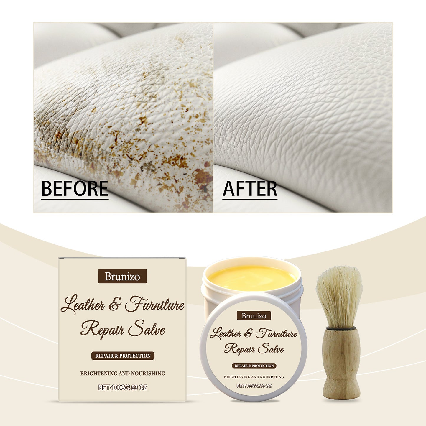 Leather Care Cream 100g with Brush - Shoe & Leather Maintenance Kit