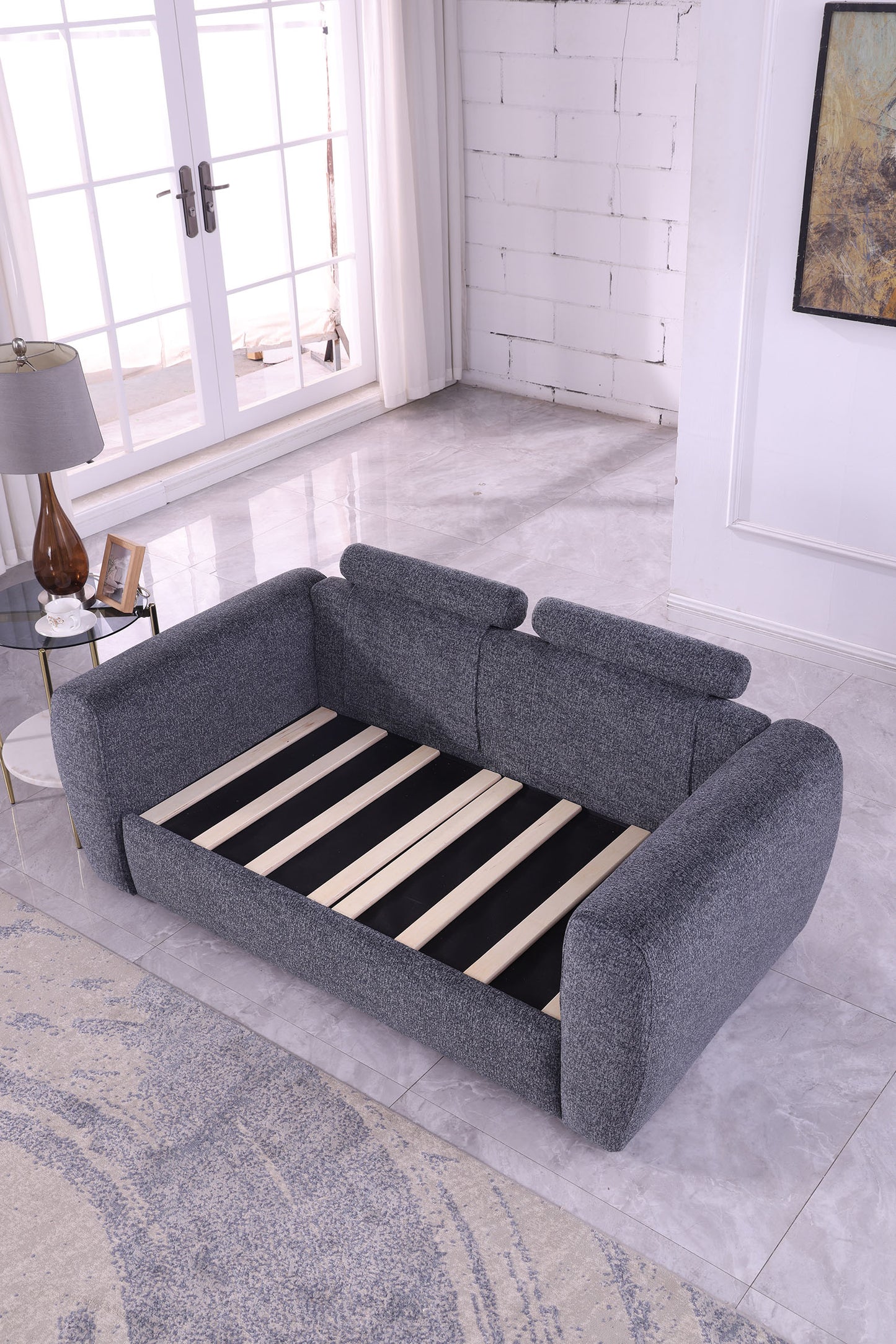 Modern Minimalist Gray Sofa - 2-Seater Medium-Soft Comfort