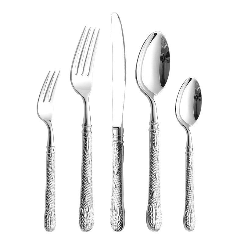 Stainless Steel Cutlery Set - Knife Fork Spoon Dinnerware with Handle USPs
