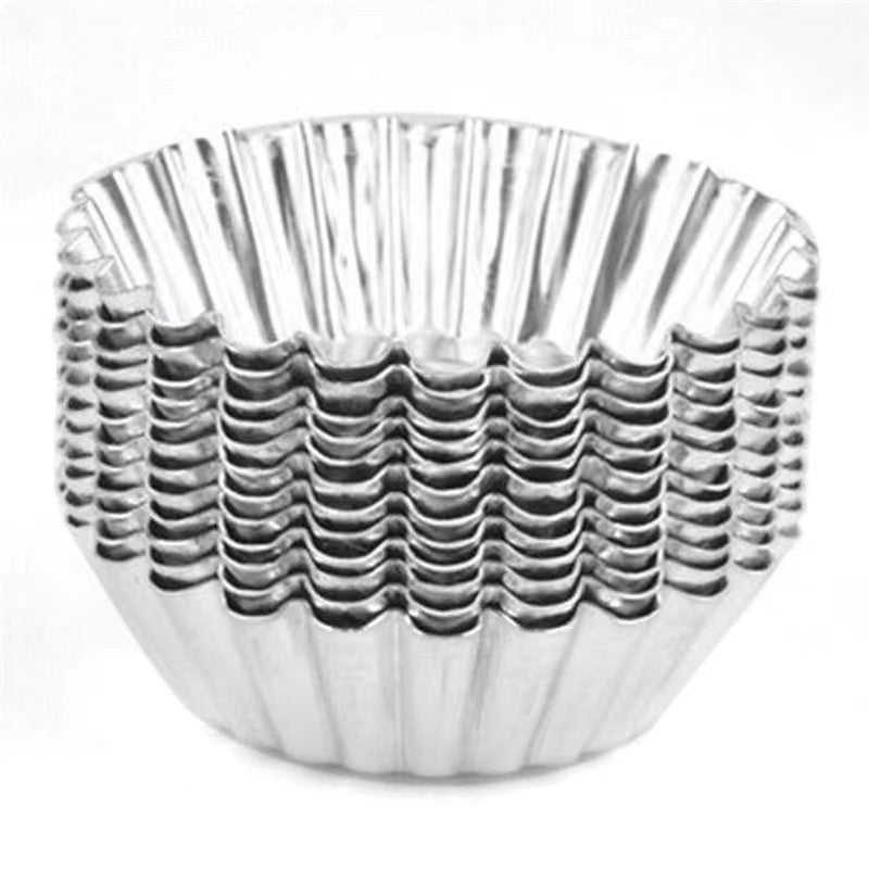 Stainless Steel Egg Tart Mold Cups with Lace Edges for Baking - Silver