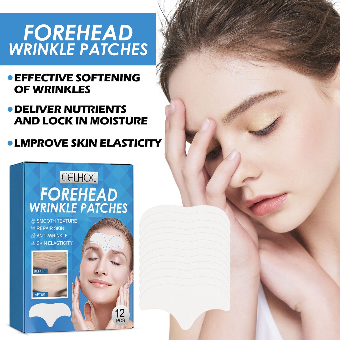 Forehead Wrinkle Smoothing Patch with Collagen, Aloe Vera & Glycerin
