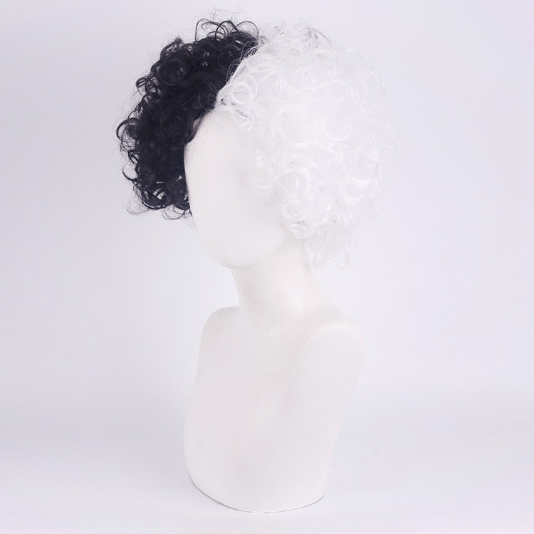 Black and White Yin Yang Anime Wig for Ladies - Synthetic Hair, Qi Bang Style