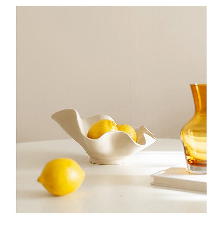 Cream Ceramic Fruit Plate Decorative Dinnerware - High Temperature Resistant