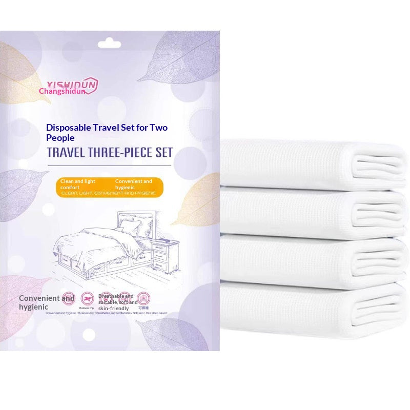 Disposable Bed Sheet Duvet Cover and Pillowcase Bedding Set - White or Printed