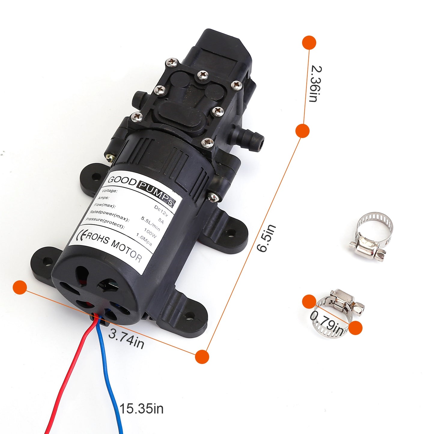 12V Water Pump for Garden Irrigation and Marine Use - Self-Priming Diaphragm