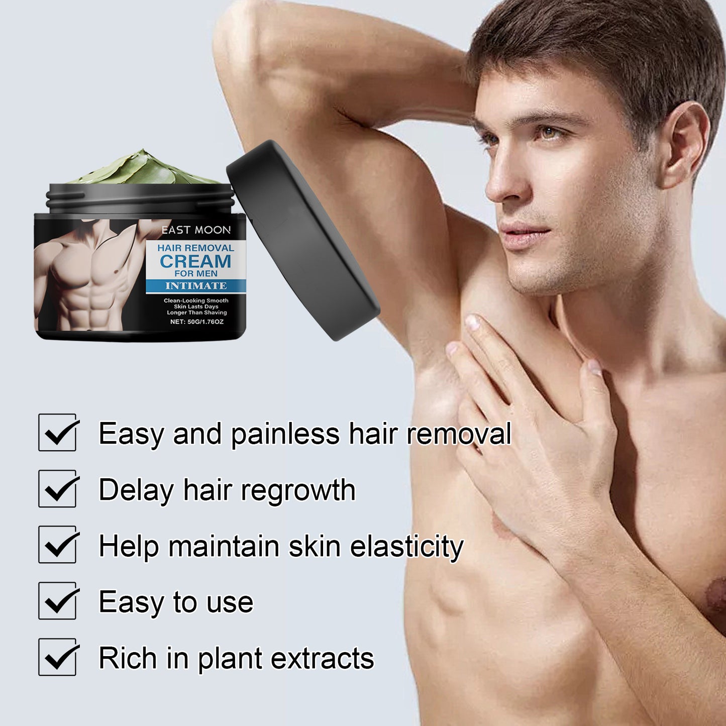 Hair Removal Cream for Men - Gentle Body Hair Remover with Aloe & Glycerin