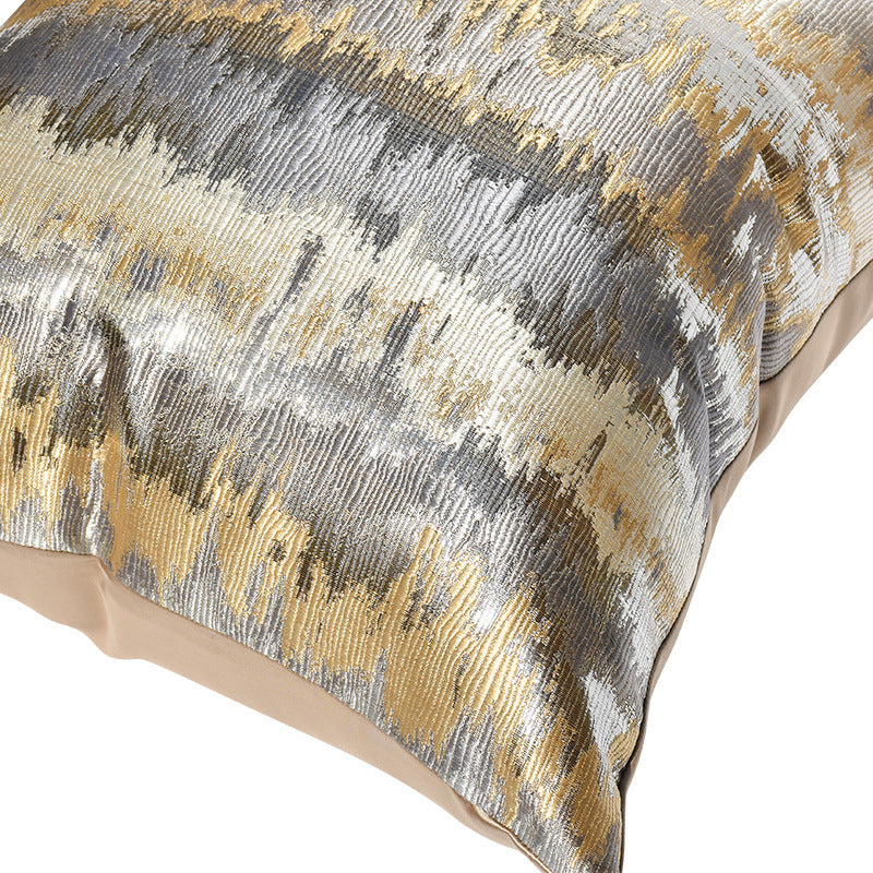 Luxurious Gray Gold Striped Pillow Cover - Modern Home Decor Cushion