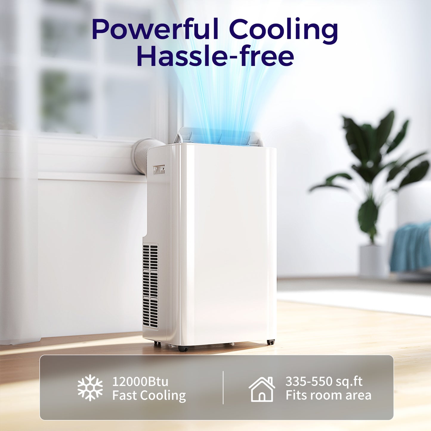 Portable 12000 BTU Air Conditioner with Remote Control for Room Up to 550 Sq.Ft. - White