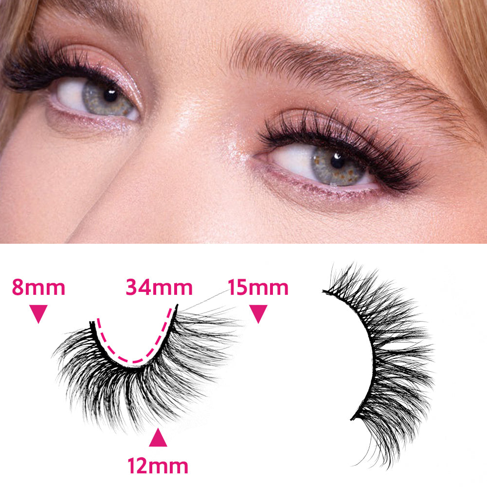3D Multi-Layered False Eyelashes - Soft & Realistic Black Lashes